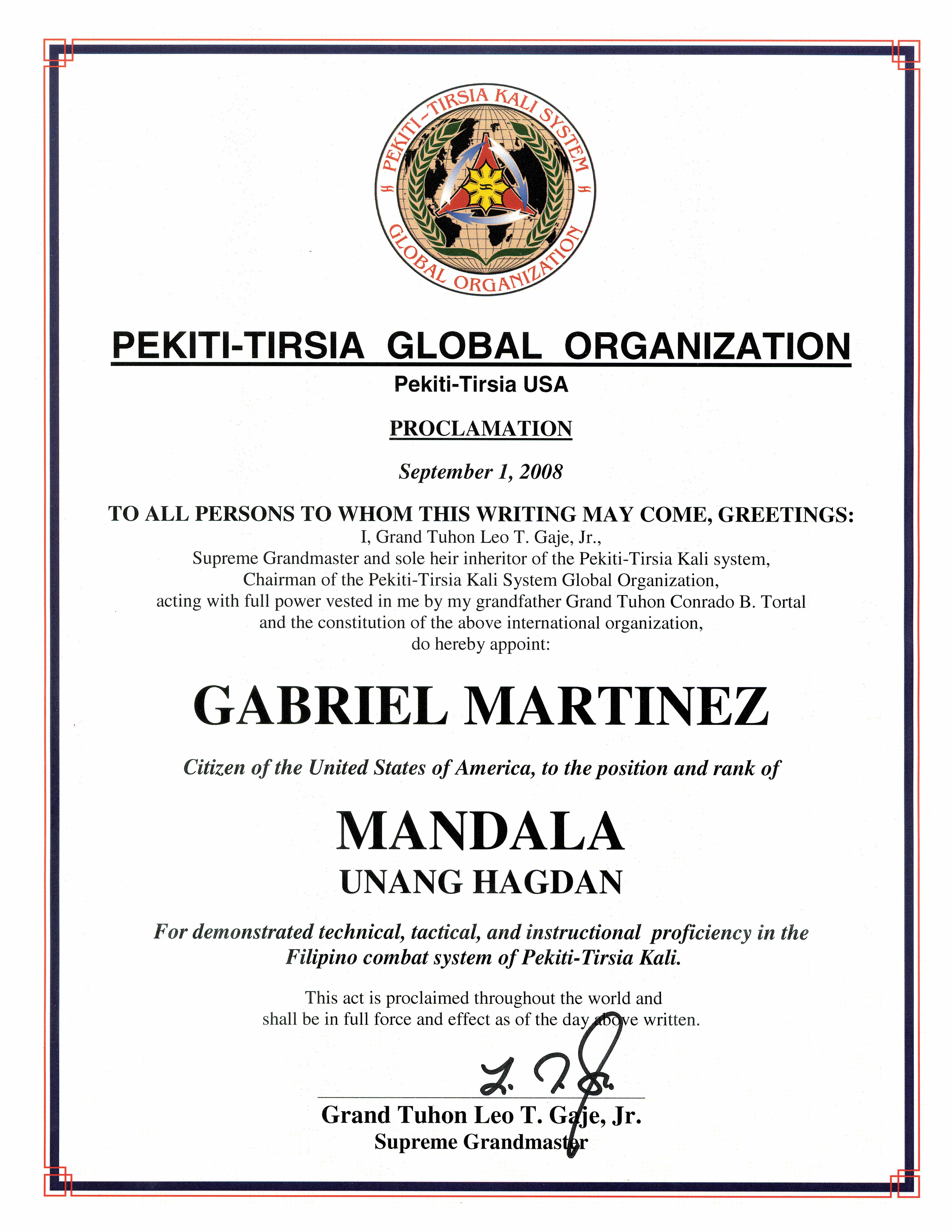 mandala certificate