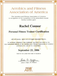 Personal Fitness Trainer certificate