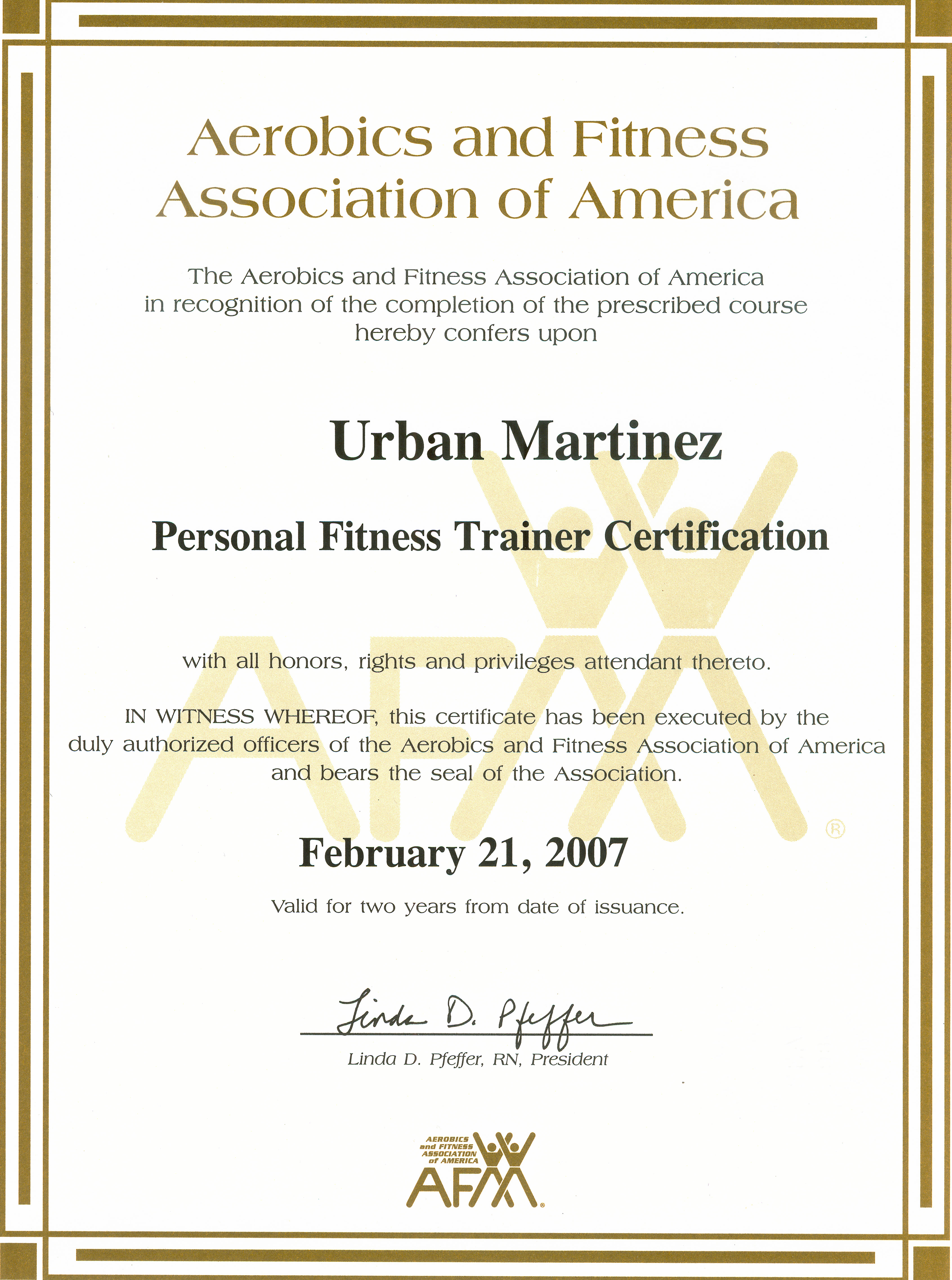 personal trainer certificate