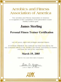 personal fitness trainer certificate